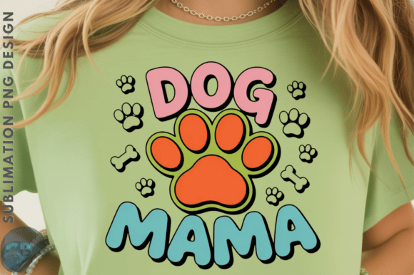 Dog Mama Paw Print PNG Design