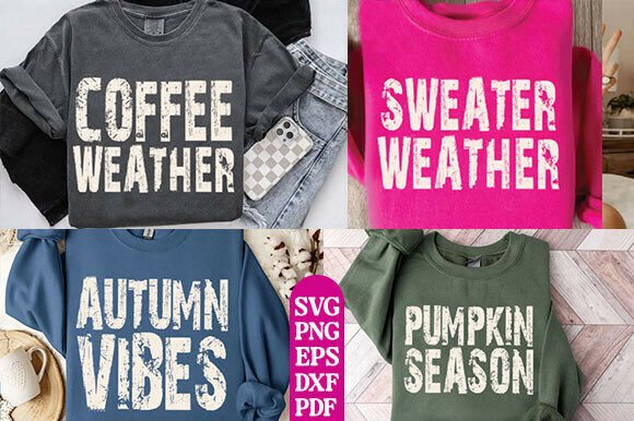 Fall PNG Bundle, Retro Distressed Fall
