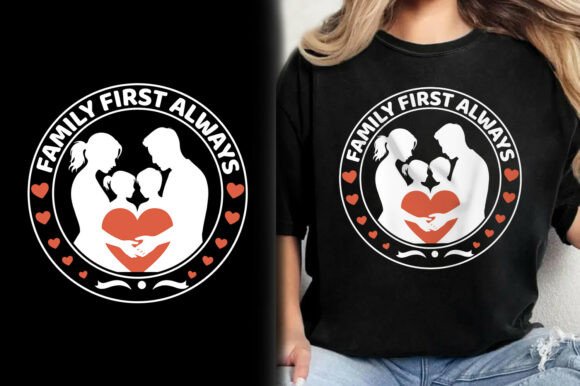 Family First Always Hearts Vector Design