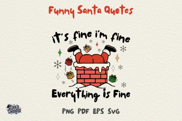 Funny Santa Stuck in Chimney PNG Quotes