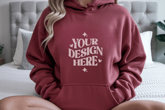 Gildan 18500 Red Hoodie Mockup