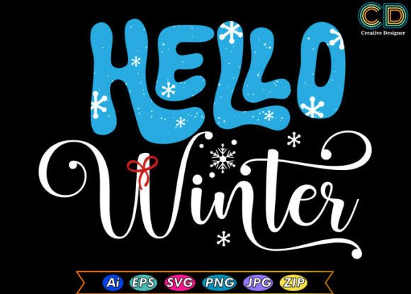 Hello Winter Christmas T Shirt Design