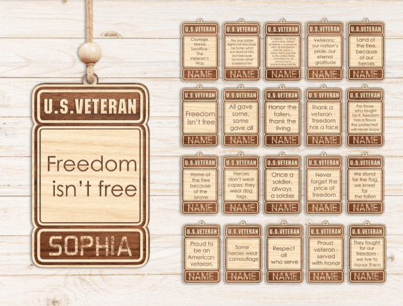 Proud Veteran Wooden Quote Ornament SVG