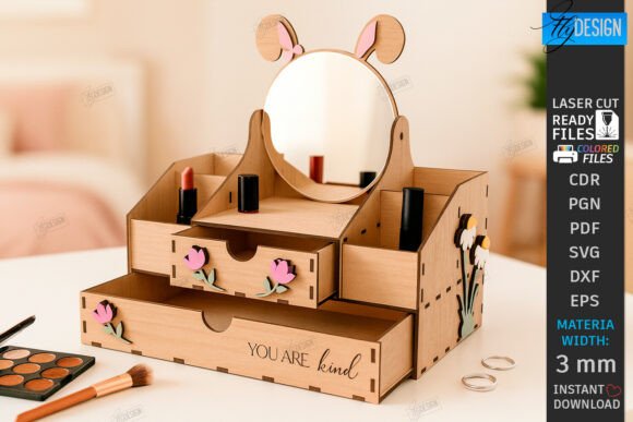 Vanity Organizer with Mirror Laser Cut